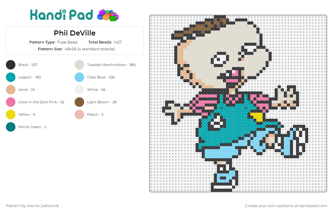 Phil DeVille - Fuse Bead Pattern by toonie_balloonie on Kandi Pad - phil deville,rugrats,baby,cartoon,tv shows