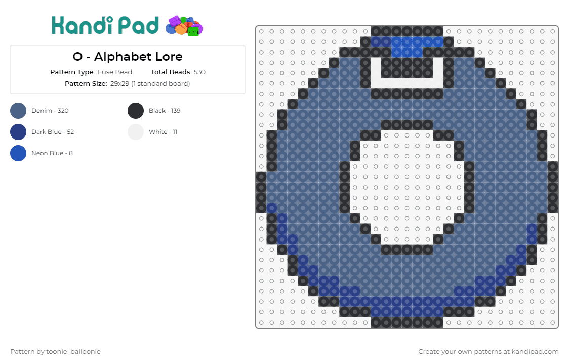 O - Alphabet Lore Fuse Bead Pattern - Kandi Pad  Kandi Patterns, Fuse Bead  Patterns, Pony Bead Patterns, AI-Driven Designs