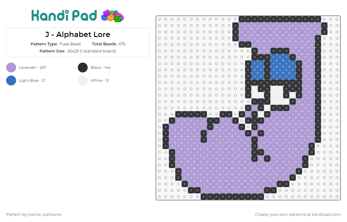 J - Alphabet Lore Fuse Bead Pattern - Kandi Pad  Kandi Patterns, Fuse Bead  Patterns, Pony Bead Patterns, AI-Driven Designs