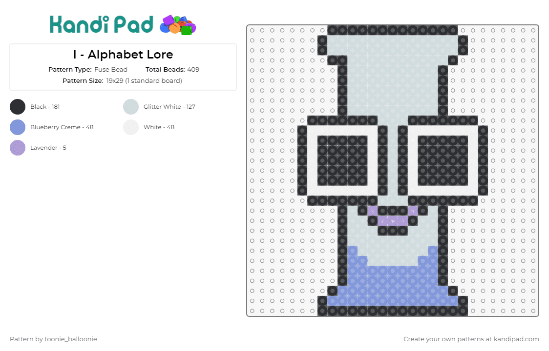 I - Alphabet Lore Fuse Bead Pattern - Kandi Pad  Kandi Patterns, Fuse Bead  Patterns, Pony Bead Patterns, AI-Driven Designs