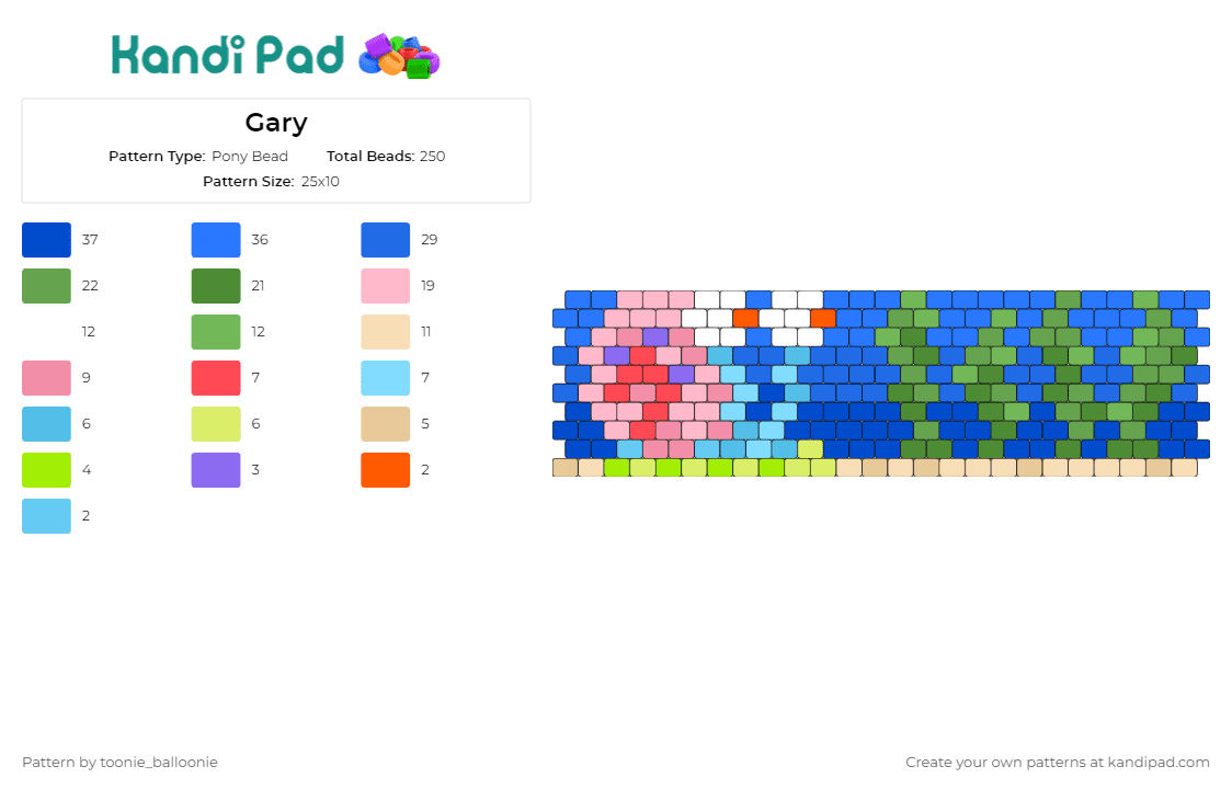 Gary - Pony Bead Pattern by toonie_balloonie on Kandi Pad - gary,spongebob squarepants,underwater,snail,animals,cuff