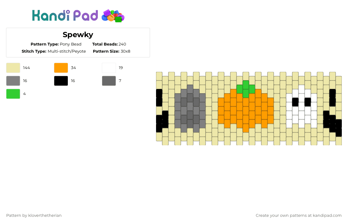 Spewky - Pony Bead Pattern by kloverthetherian on Kandi Pad - yellow