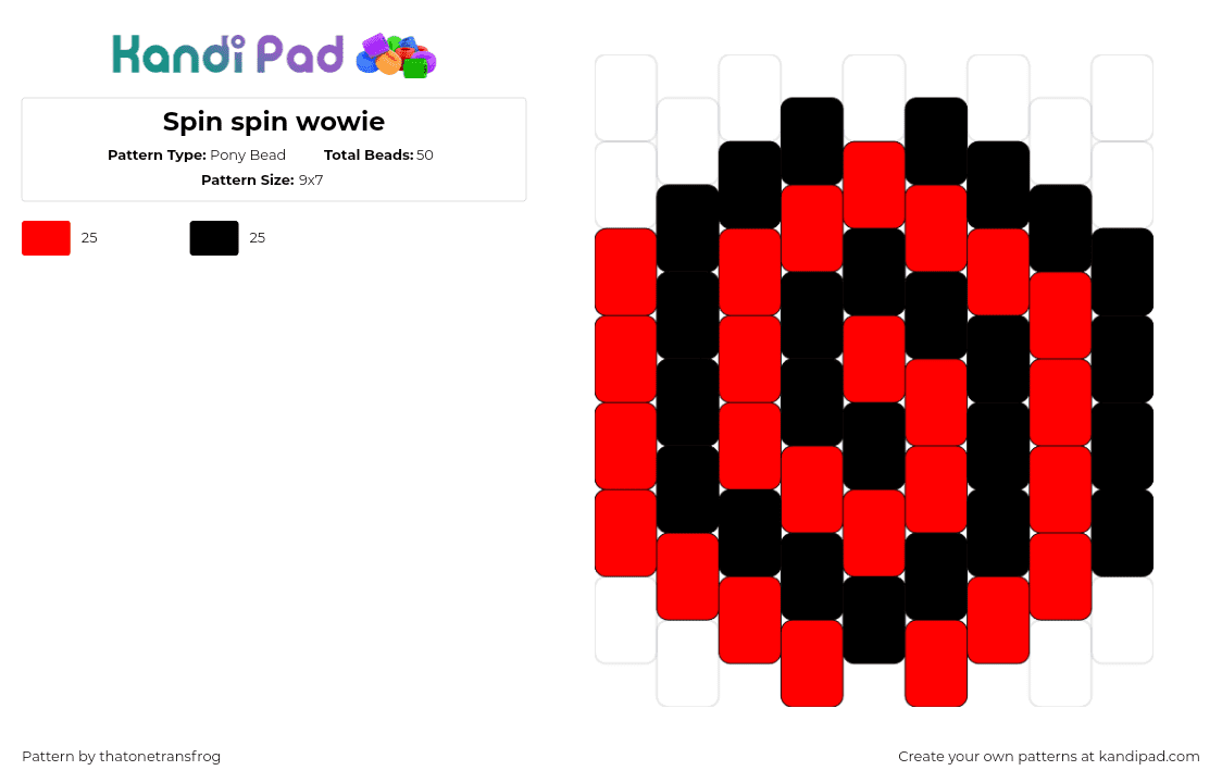 Spin spin wowie - Pony Bead Pattern by thatonetransfrog on Kandi Pad - spiral,spin,trippy,hypnotic,lollipop,red,black