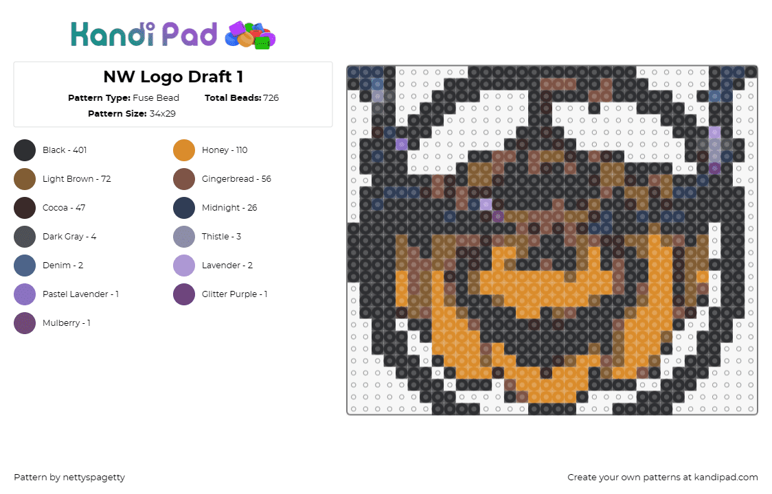 NW Logo Draft 1 - Fuse Bead Pattern by nettyspagetty on Kandi Pad - pumpkin