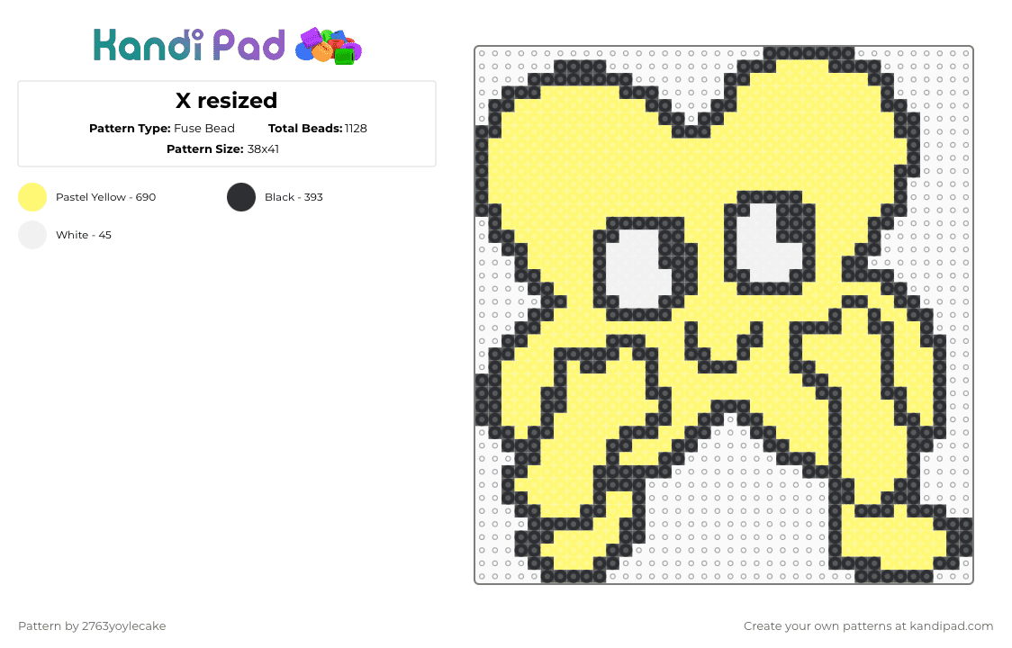 X resized - Fuse Bead Pattern by 2763yoylecake on Kandi Pad - yellow,x,xbfb,xfohv,bfdi,bfdia,idfb,bfb,tpot