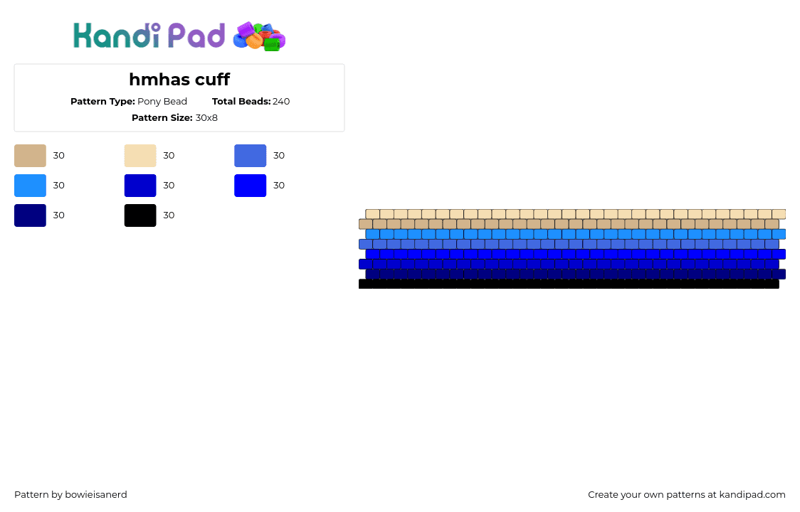 hmhas cuff - Pony Bead Pattern by bowieisanerd on Kandi Pad - hmhas,hit me hard and soft,billie eilish,album,music,cuff,gradient,blue,tan