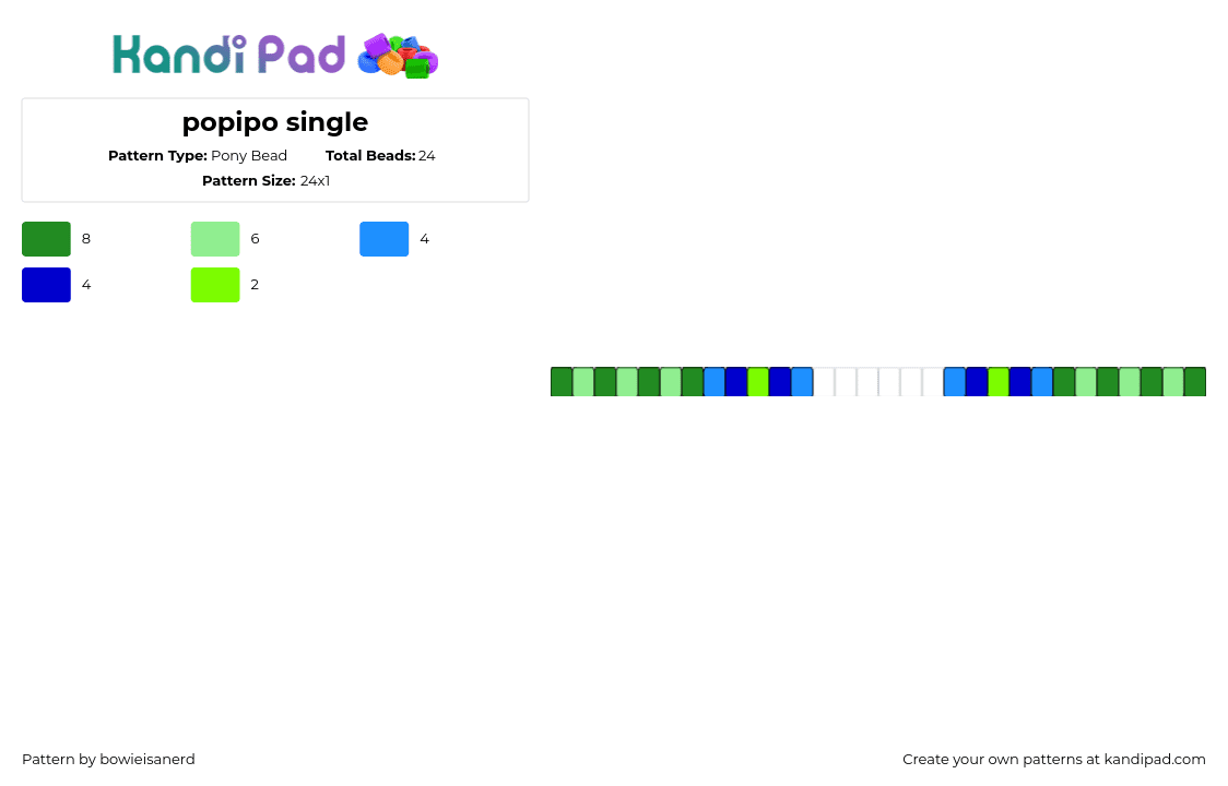 popipo single - Pony Bead Pattern by bowieisanerd on Kandi Pad - popipo,hatsune miku,vocaloid,song,music,single,bracelet,blue,green