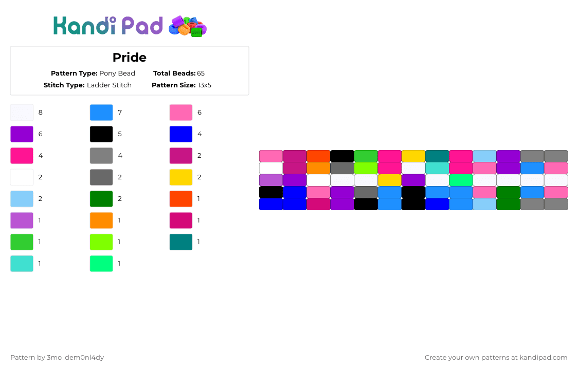 Pride - Pony Bead Pattern by 3mo_dem0nl4dy on Kandi Pad - pink,purple,gray,light blue