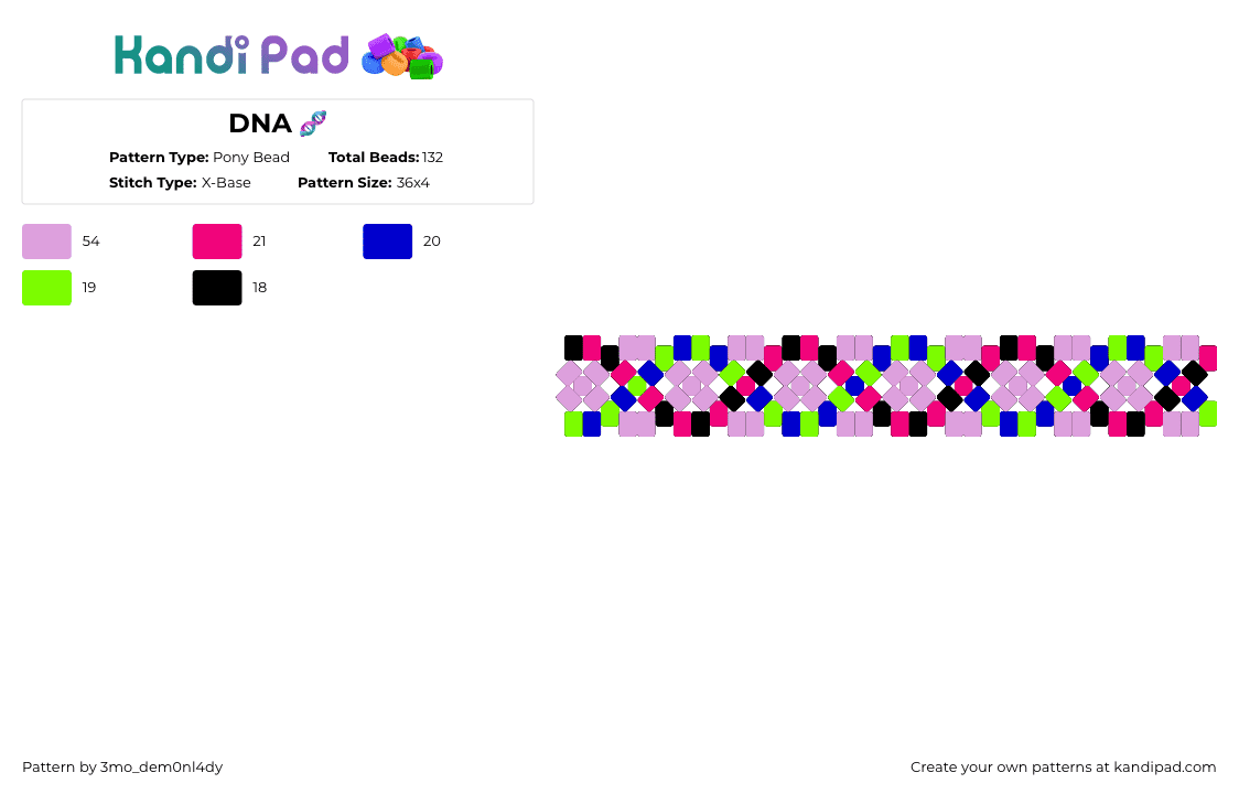 DNA 🧬 - Pony Bead Pattern by 3mo_dem0nl4dy on Kandi Pad - pink