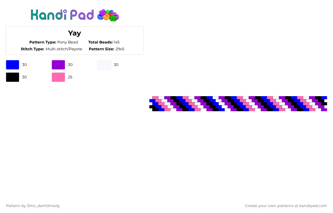 Yay - Pony Bead Pattern by 3mo_dem0nl4dy on Kandi Pad - purple,pink