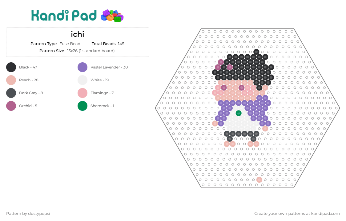 ichi - Fuse Bead Pattern by dustypepsi on Kandi Pad - ichimatsu matsuno,anime,hexagon