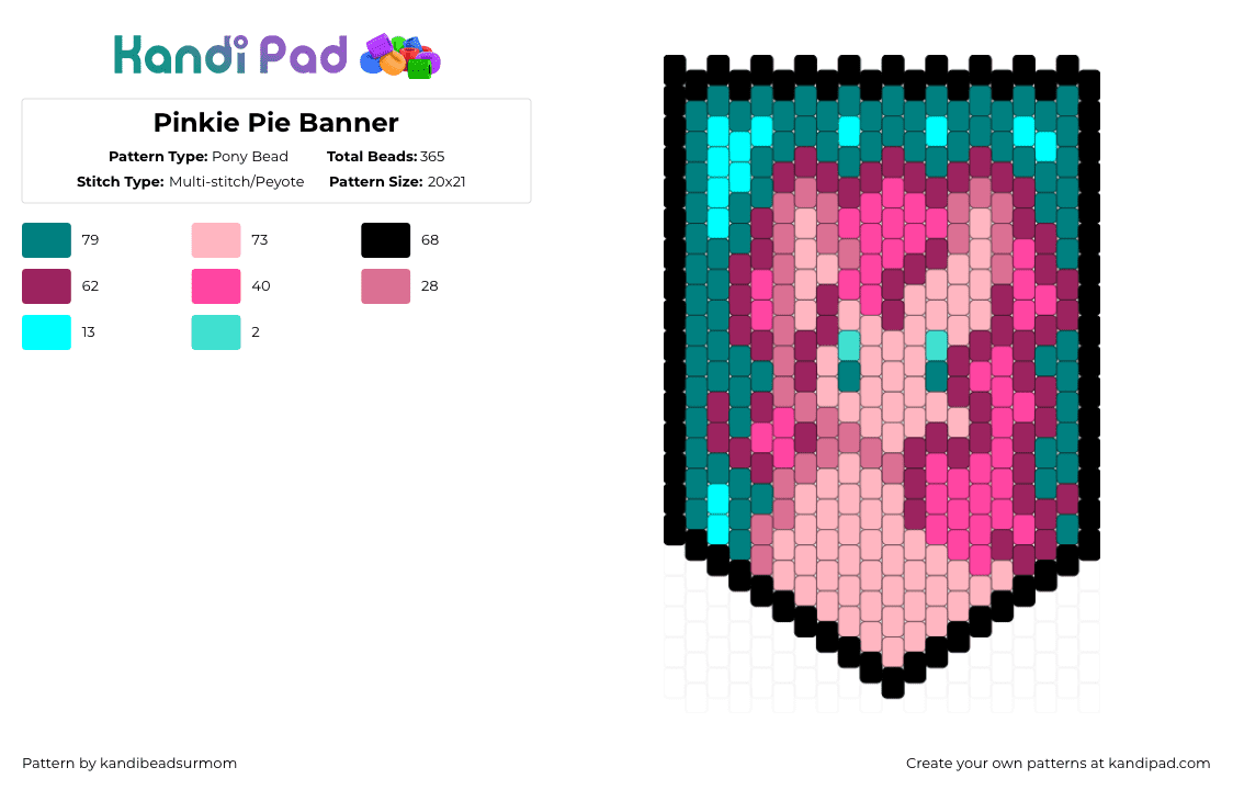 Pinkie Pie Banner - Pony Bead Pattern by staycoolmakekandi on Kandi Pad - pink,pinkiepie,pinkie pie,banner,mlp,my little pony,cartoon,art,drawing