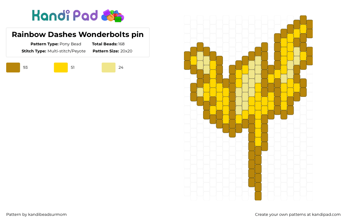 Rainbow Dashes Wonderbolts pin - Pony Bead Pattern by staycoolmakekandi on Kandi Pad - gold,yellow,rainbowdash,rainbow dash,mlp,my little pony,wonderbolt,wonderbolts,pin