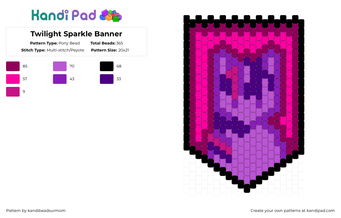 Twilight Sparkle Banner - Pony Bead Pattern by staycoolmakekandi on Kandi Pad - pink,banner,mlp,my little pony,twilightsparkle,twilight sparkle,art,drawing,cartoon