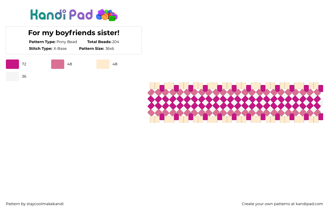 For my boyfriends sister! - Pony Bead Pattern by staycoolmakekandi on Kandi Pad - weave,checkered,cuff,kandi,cat,animal,sister,boyfriend,pink,beige,gift,xbase,cute,ilovekandi,suprise,forhissiter,meow
