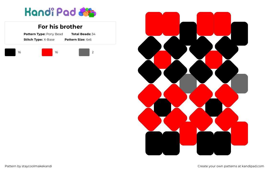 His Pattern Hisbrother Pony Bead Patterns - Gallery - Kandi Pad | Kandi Patterns ...