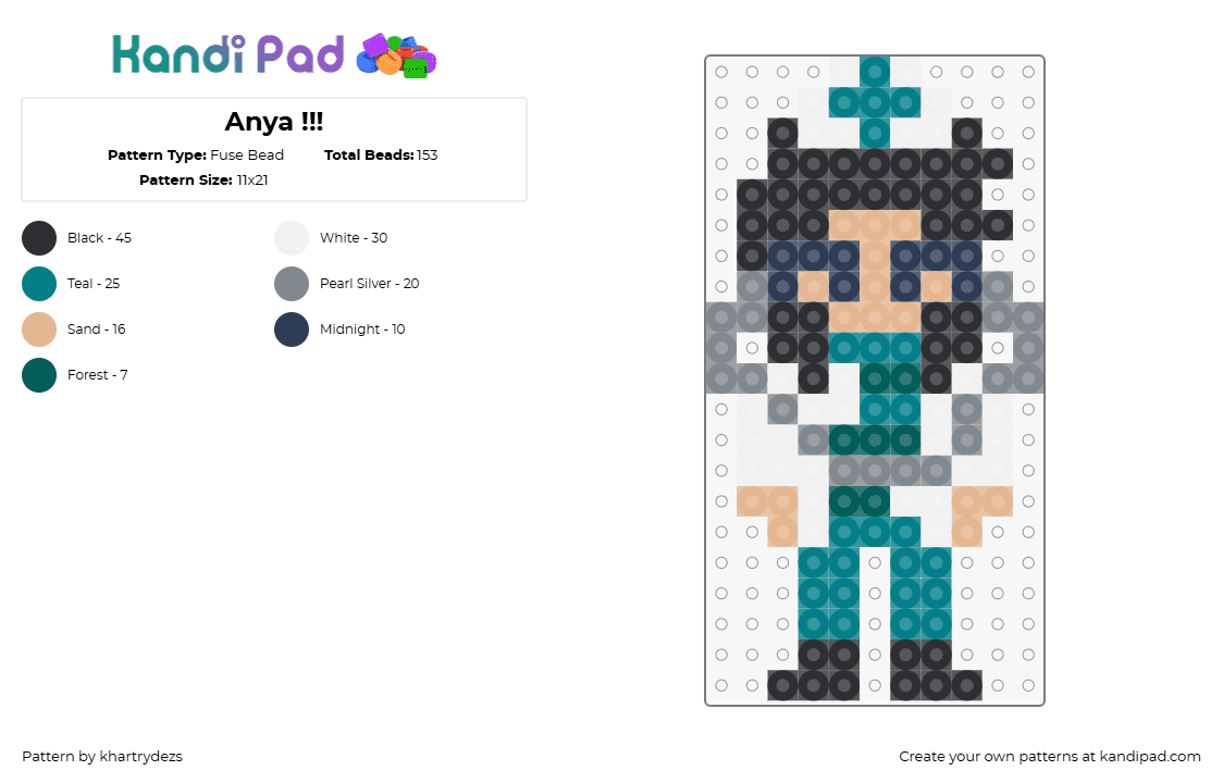 Anya !!! - Fuse Bead Pattern by khartrydezs on Kandi Pad - anya,mouthwashing,nurse,doctor,video game,horror,character,teal