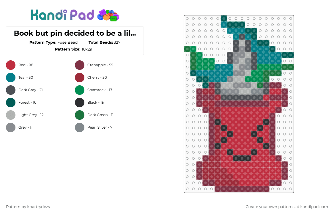 Book but pin decided to be a lil meannnn :/ - Fuse Bead Pattern by khartrydezs on Kandi Pad - gray,brown,red,bfdi,pin,book,osc,object show,battle for dream island,murder,meannnnnn