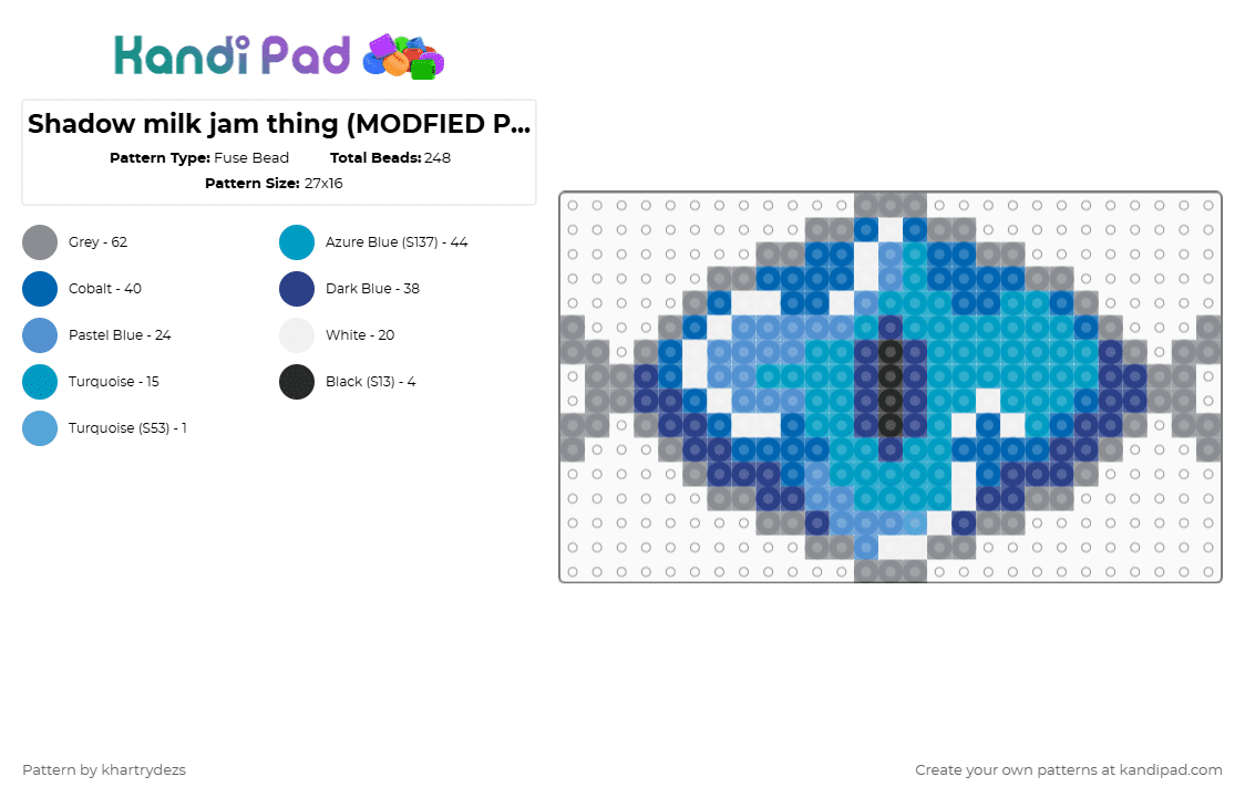 Shadow milk jam thing (MODFIED PATTERN !!!!) - Fuse Bead Pattern by khartrydezs on Kandi Pad - light blue,blue,shadow milk,crk