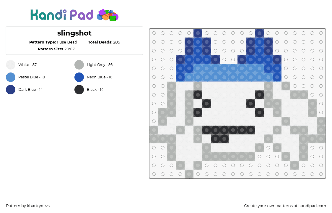 slingshot - Fuse Bead Pattern by khartrydezs on Kandi Pad - slingshot,regretevator,head,roblox,video game,white,light blue