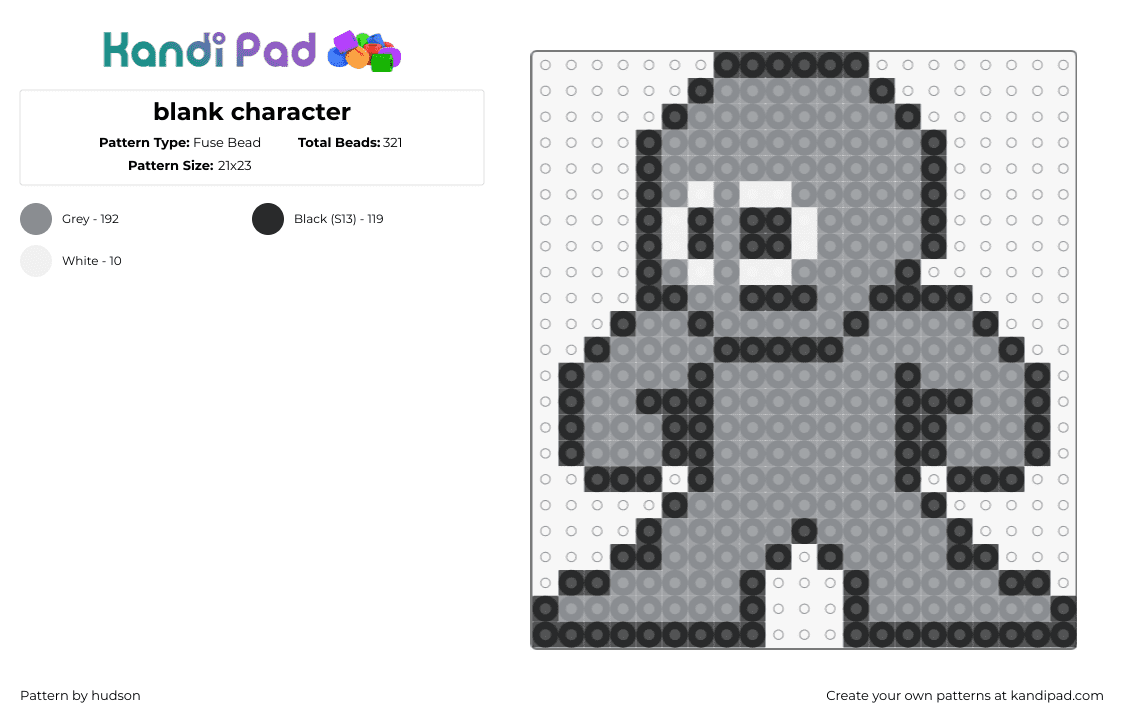 blank character - Fuse Bead Pattern by hudson on Kandi Pad - character,chibi,template,base,gray