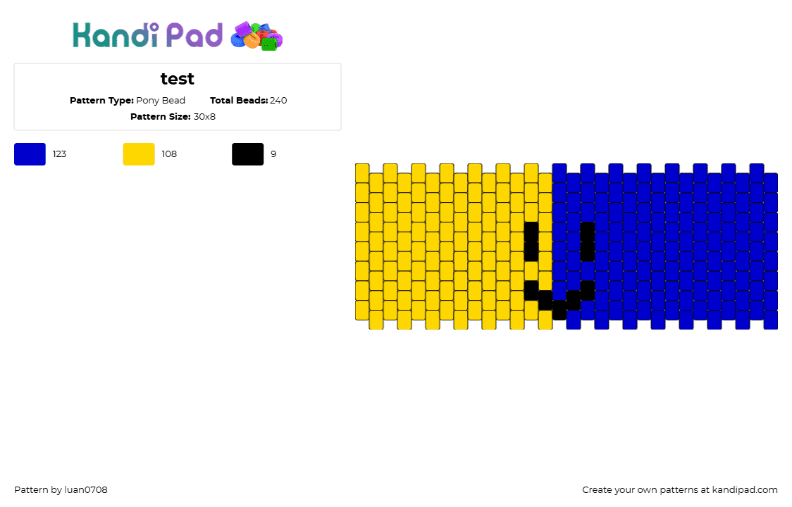 test - Pony Bead Pattern by luan0708 on Kandi Pad - face,smile,cuff,simple,yellow,blue