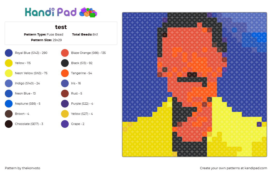 test - Fuse Bead Pattern by thekonvoto on Kandi Pad - lionel richie,portrait,silhouette,panel,blue,orange,yellow