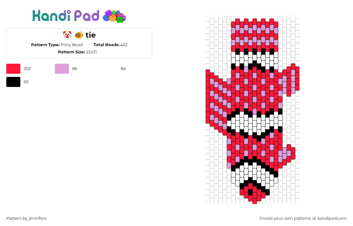 🤡 🐠 tie - Pony Bead Pattern by jenniferx on Kandi Pad - clownfish,fish,animal,tie,red,white