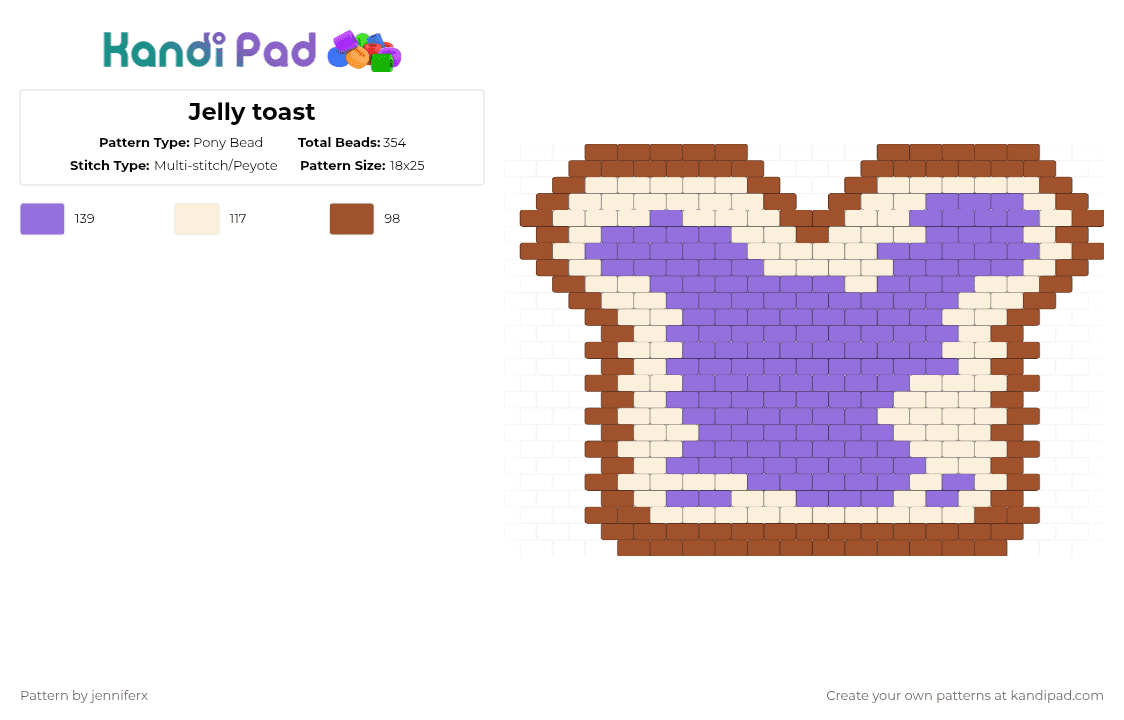Jelly toast - Pony Bead Pattern by jenniferx on Kandi Pad - red,purple