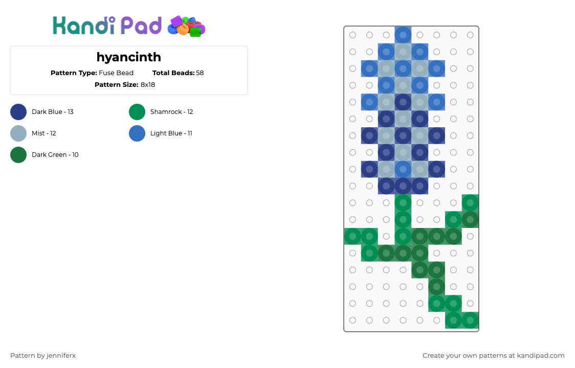 hyancinth - Fuse Bead Pattern by jenniferx on Kandi Pad - blue, green
