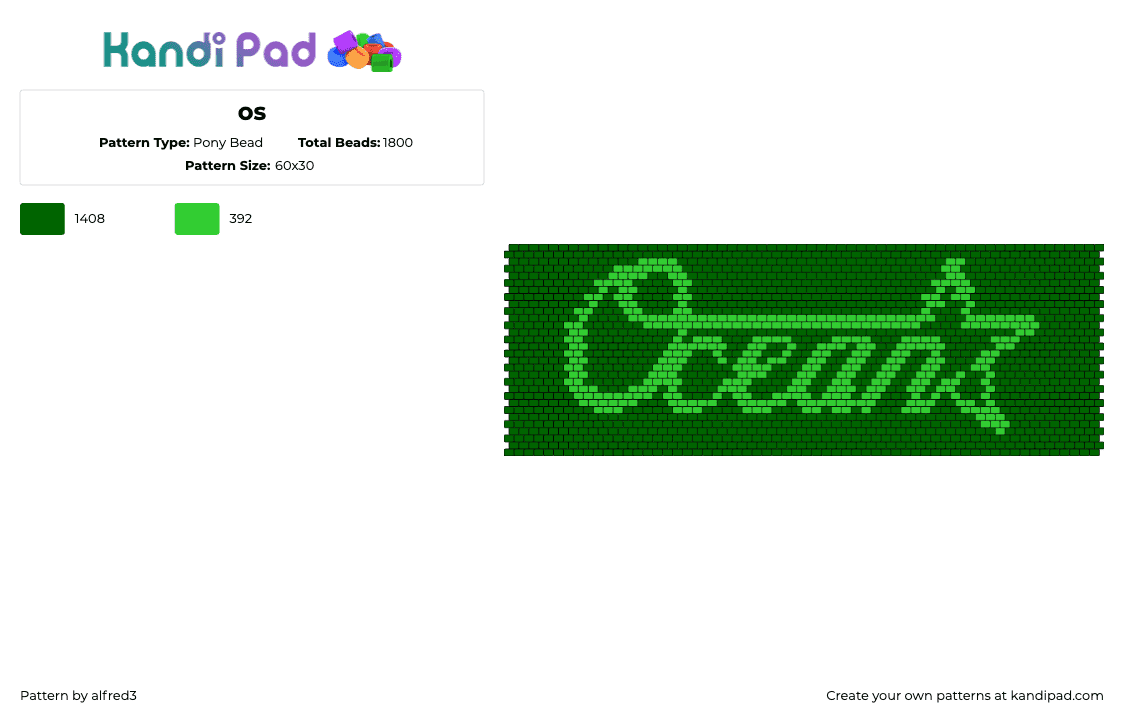 os - Pony Bead Pattern by alfred3 on Kandi Pad - ocean star,logo,cuff,green