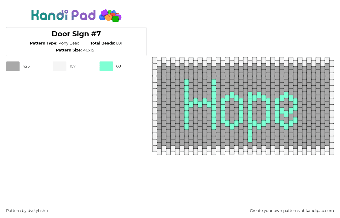 Door Sign #7 - Pony Bead Pattern by dvstyfishh on Kandi Pad - hope,name,text,sign,gray