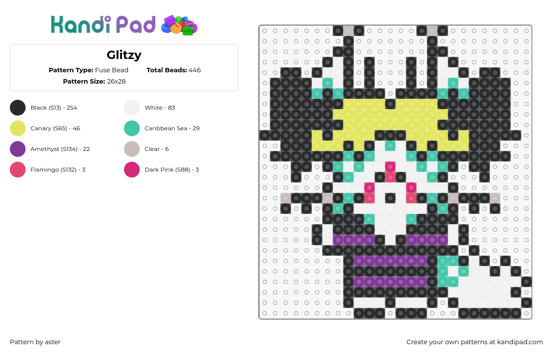 Glitzy - Fuse Bead Pattern by aster on Kandi Pad - glitzy,character,chibi,purple,yellow