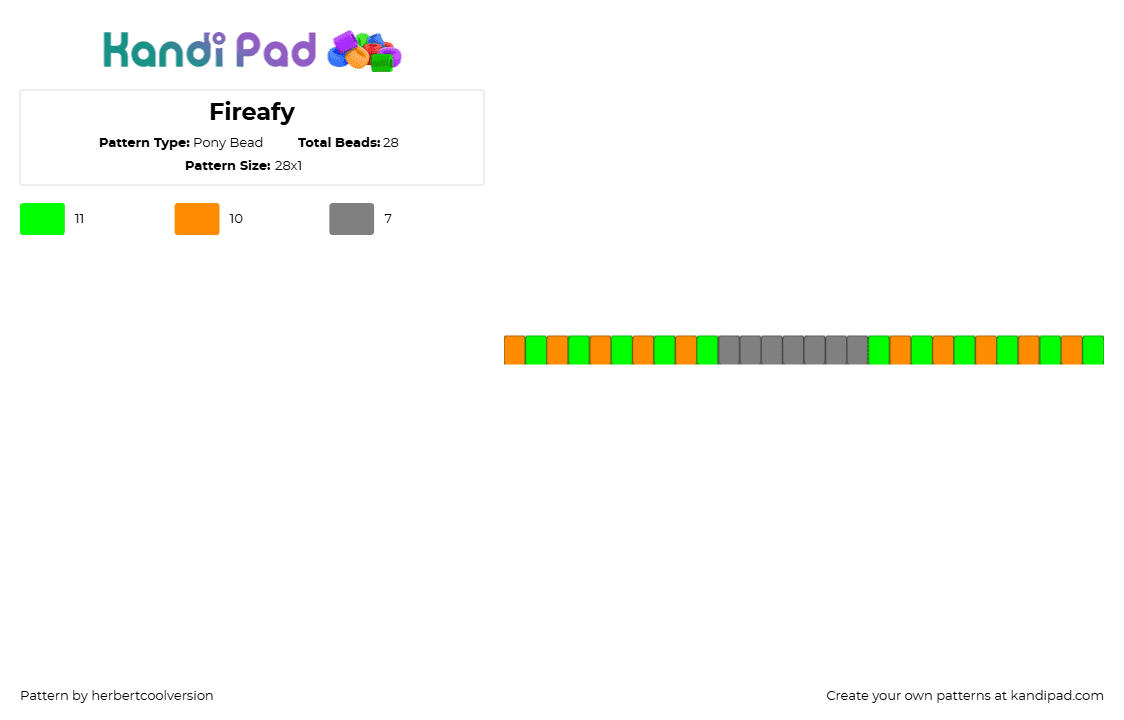 Fireafy - Pony Bead Pattern by herbertcoolversion on Kandi Pad - orange,green