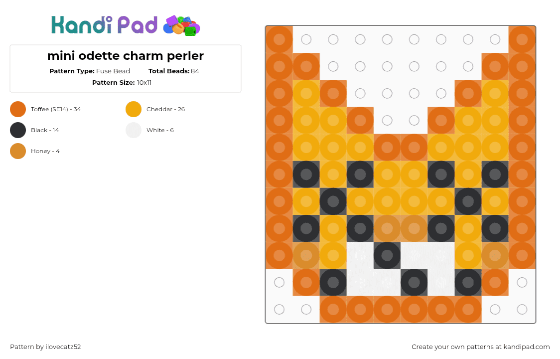 mini odette charm perler - Fuse Bead Pattern by ilovecatz52 on Kandi Pad - orange