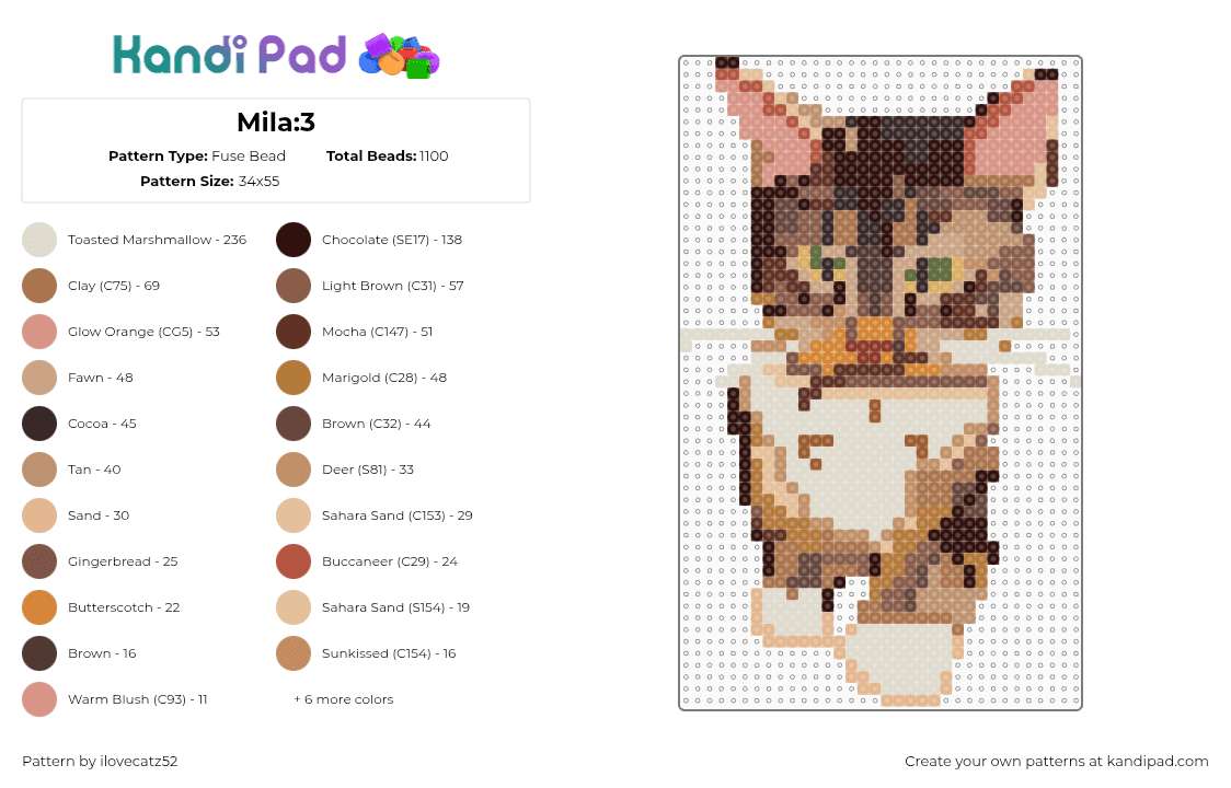 Mila:3 - Fuse Bead Pattern by ilovecatz52 on Kandi Pad - 