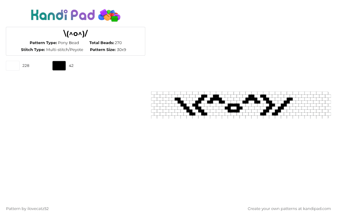 \\(^o^)/ - Pony Bead Pattern by ilovecatz52 on Kandi Pad - white