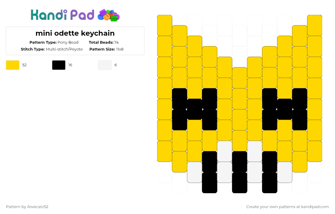 mini odette keychain - Pony Bead Pattern by ilovecatz52 on Kandi Pad - yellow