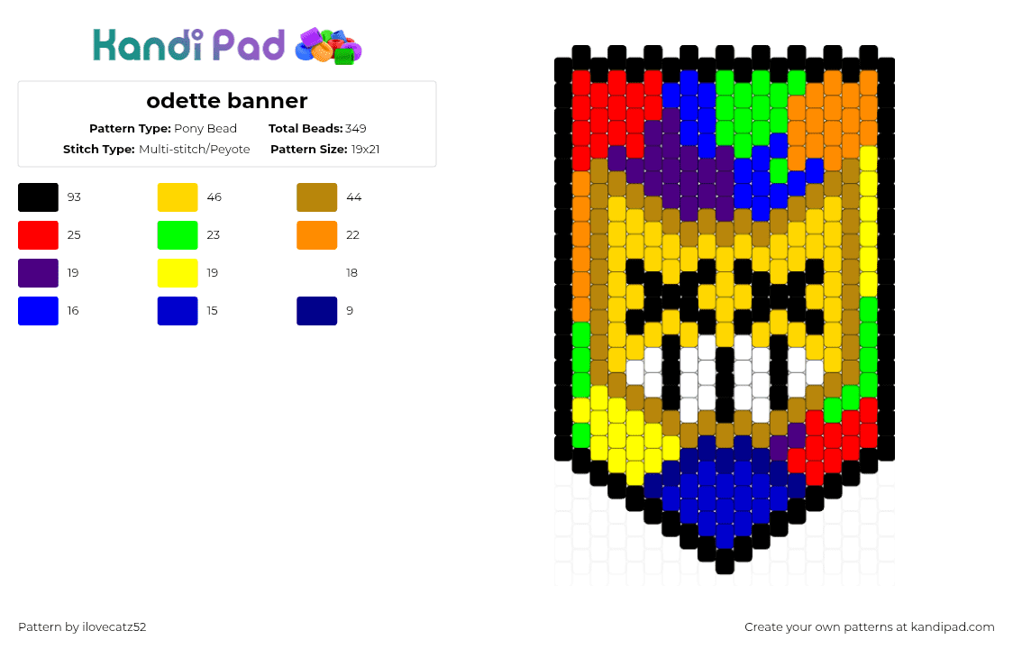 odette banner - Pony Bead Pattern by ilovecatz52 on Kandi Pad - odette,banner,music,singer,purple,gold,yellow