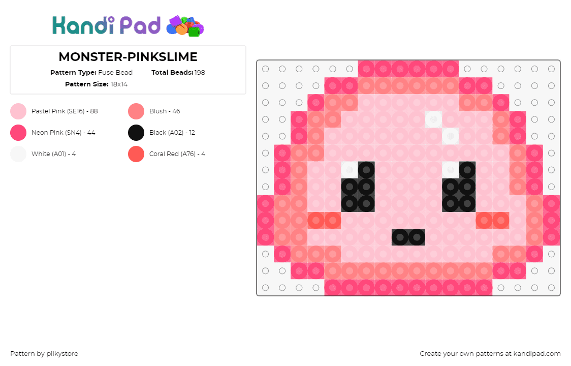 MONSTER-PINKSLIME - Fuse Bead Pattern by pilkystore on Kandi Pad - pink slime,slime rancher,cute,video game,pink