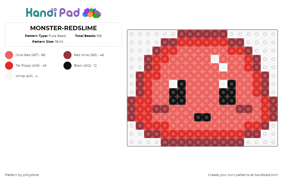 MONSTER-REDSLIME - Fuse Bead Pattern by pilkystore on Kandi Pad - red slime,slime rancher,cute,video game,red