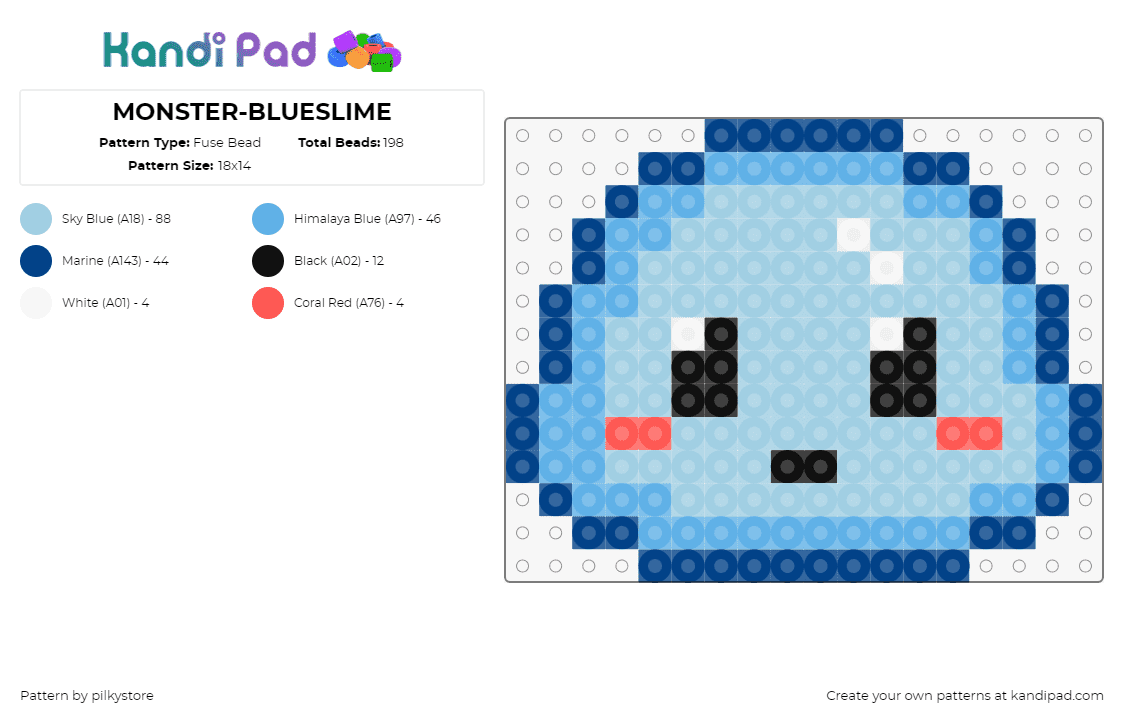 MONSTER-BLUESLIME - Fuse Bead Pattern by pilkystore on Kandi Pad - blue slime,slime rancher,cute,video game,light blue,blue