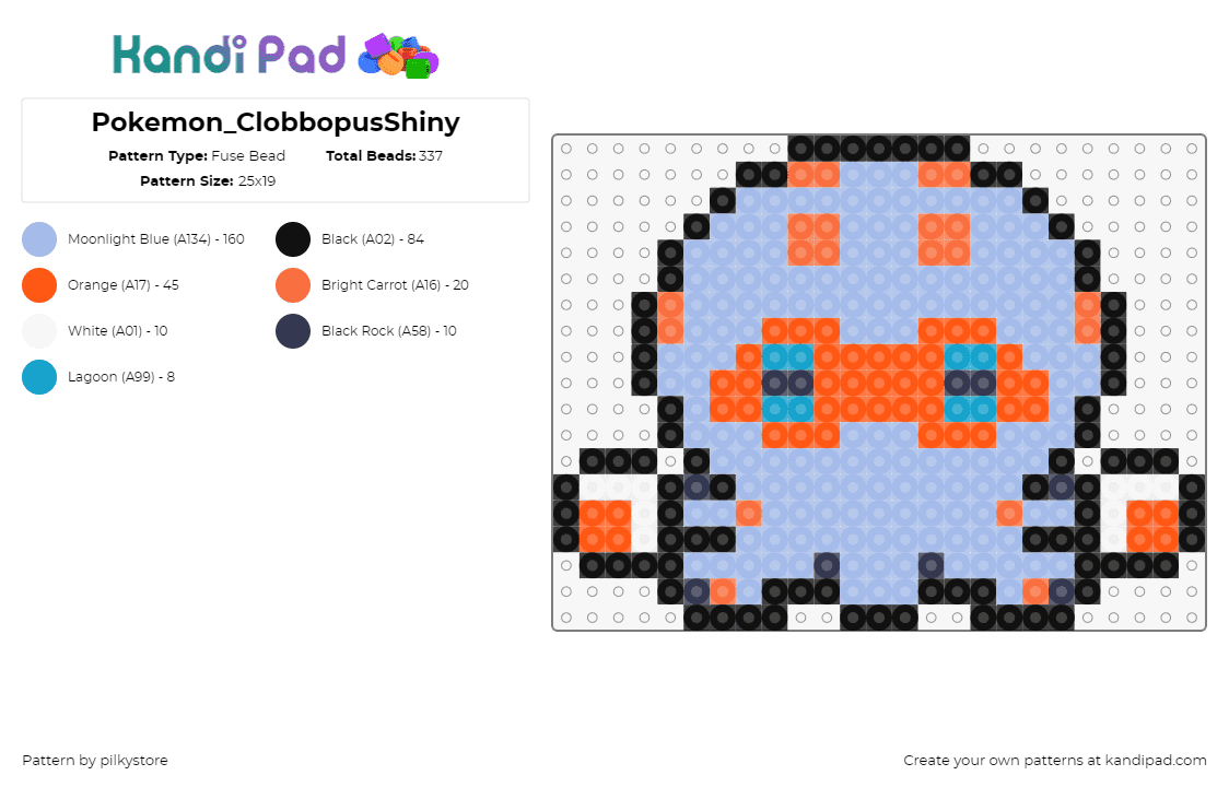 Pokemon_ClobbopusShiny - Fuse Bead Pattern by pilkystore on Kandi Pad - clobbopus,pokemon,character,gaming,purple,orange