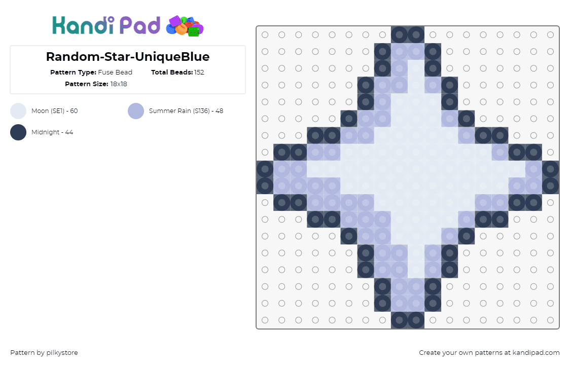 Random-Star-UniqueBlue - Fuse Bead Pattern by pilkystore on Kandi Pad - star,night,geometric,charm,light blue,gray