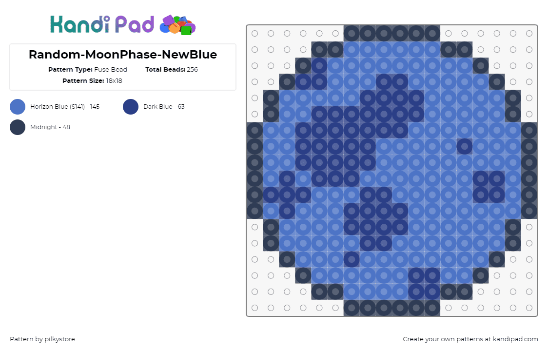 Random-MoonPhase-NewBlue - Fuse Bead Pattern by pilkystore on Kandi Pad - moon,phase,night,charm,planet,blue