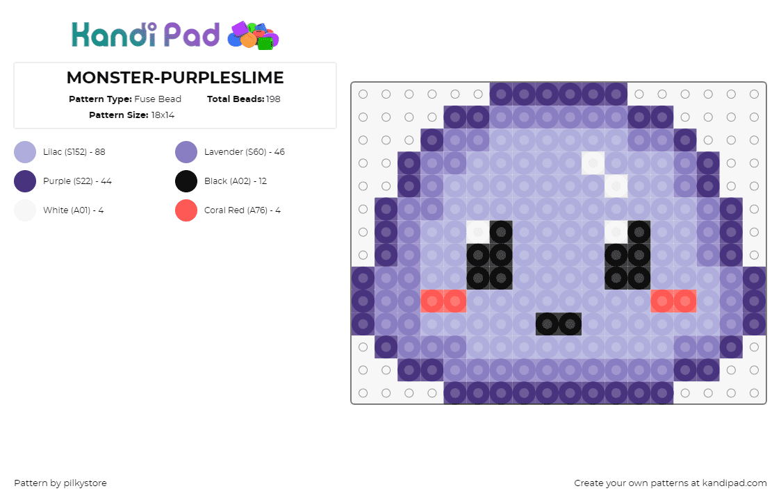 MONSTER-PURPLESLIME - Fuse Bead Pattern by pilkystore on Kandi Pad - purple slime,slime rancher,cute,video game,purple