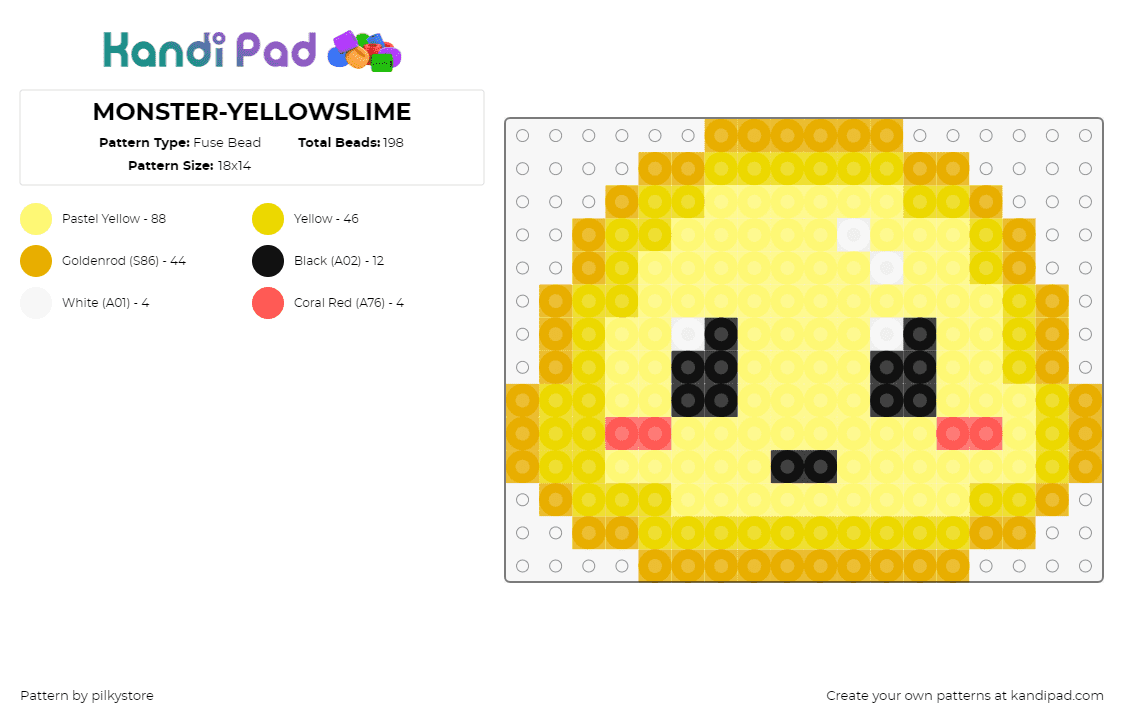 MONSTER-YELLOWSLIME - Fuse Bead Pattern by pilkystore on Kandi Pad - yellow slime,slime rancher,cute,video game,yellow