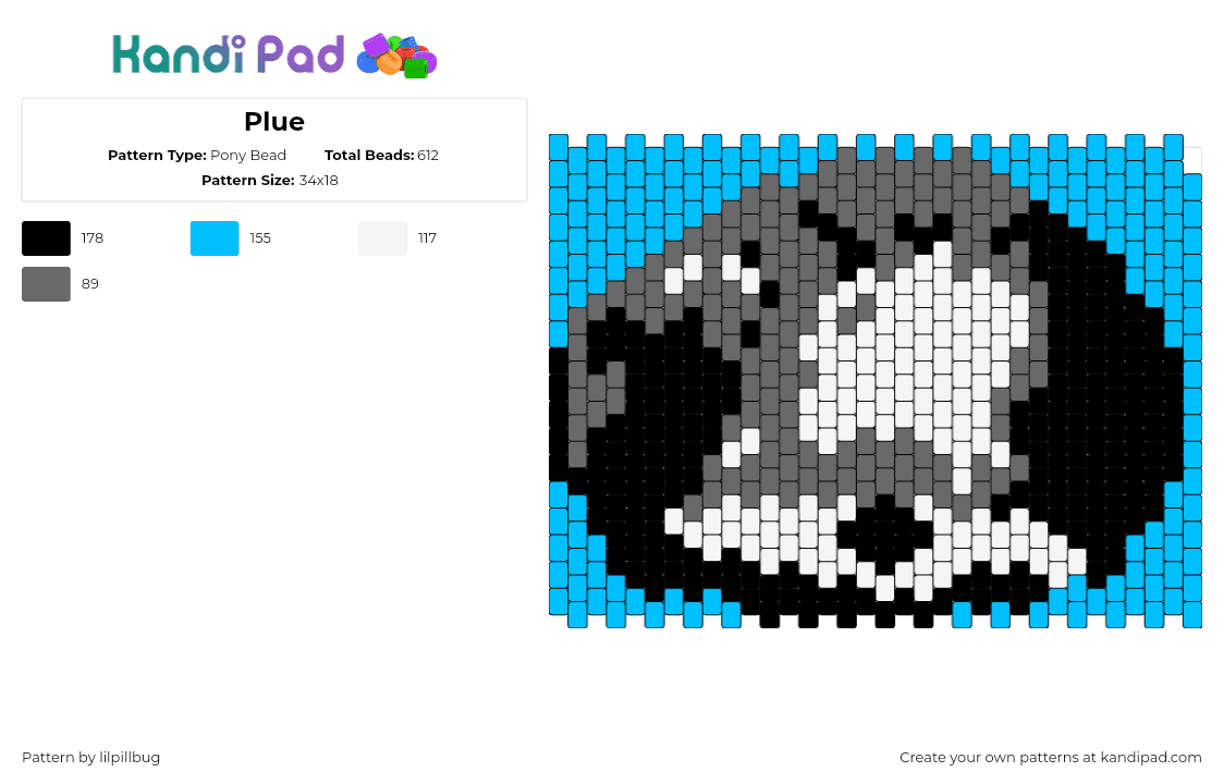 Plue - Pony Bead Pattern by lilpillbug on Kandi Pad - 