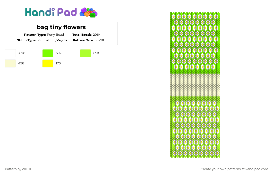 bag tiny flowers - Pony Bead Pattern by ollllllll on Kandi Pad - green