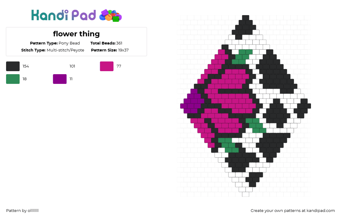 flower thing - Pony Bead Pattern by ollllllll on Kandi Pad - pink